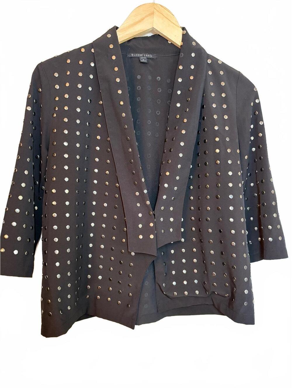 Blaque Label black & gold Studded Open Front Blazer Cardigan S